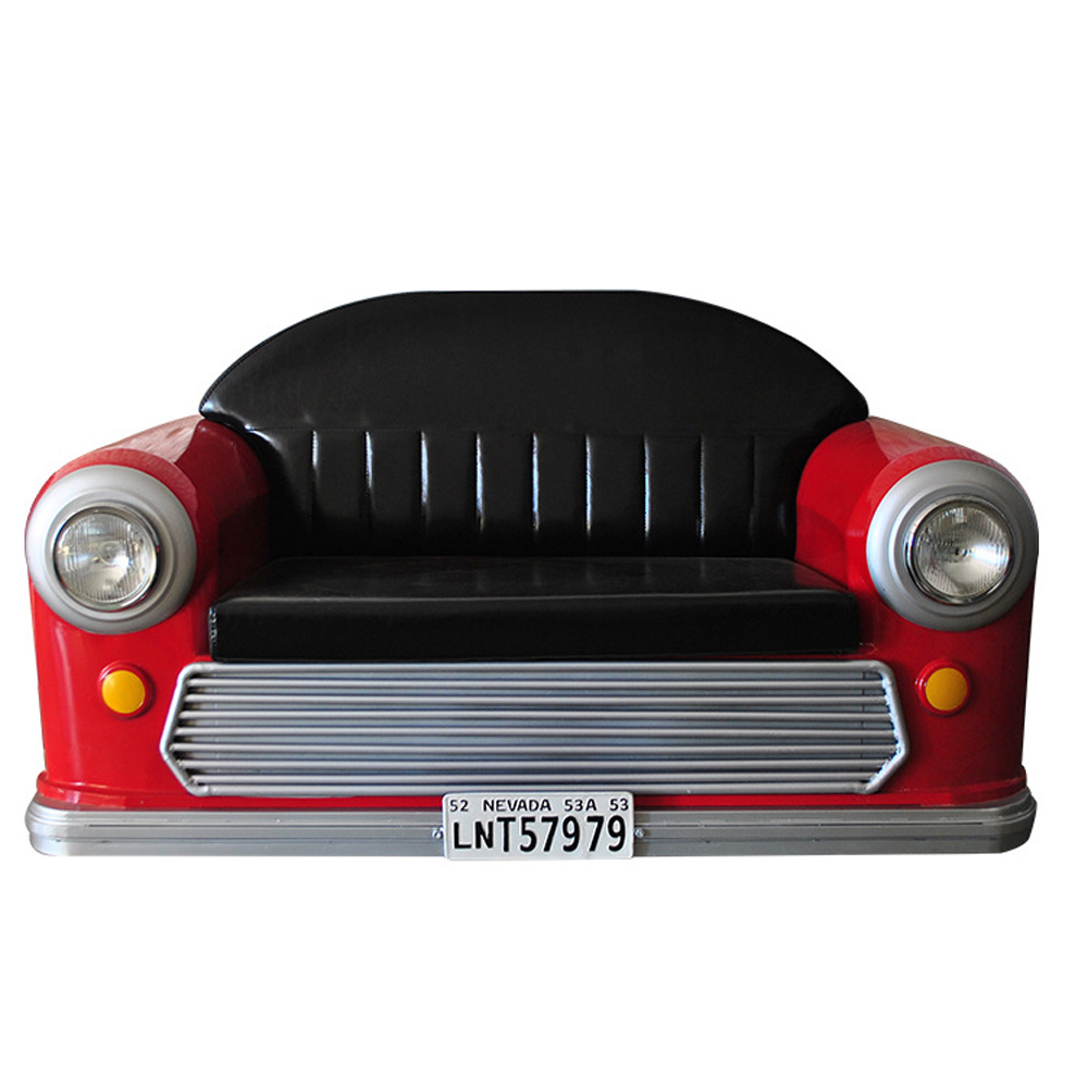 Customize with LED lights retro diner iron car sofas seating M8964, retro dining room/kitchen iron frame with leather upholstered car sofas, American 1950s retro diner metal car sofas seating M-8964